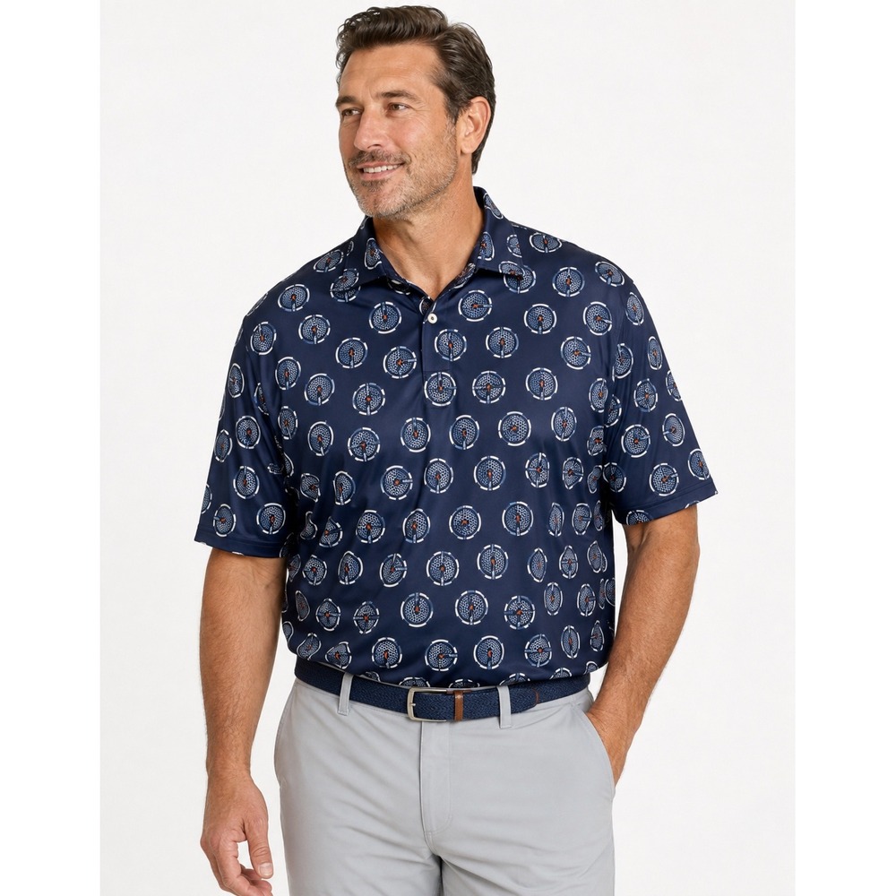 RLX Ralph Lauren Mens XXL Navy Golf Ball RLX Print Polo Shirt 785A55359001 NWT